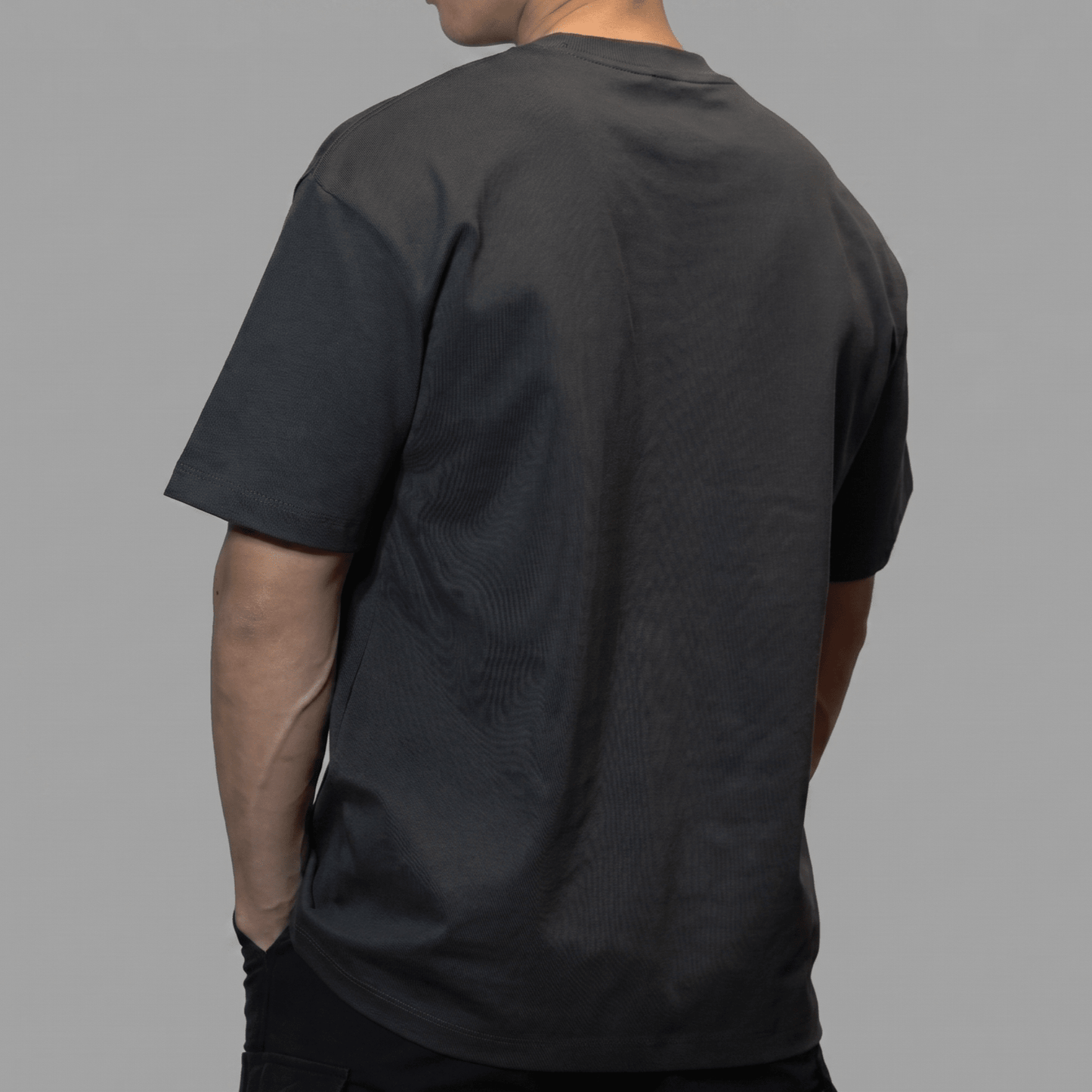 The BaseTee – Heavyweight 425GSM Cotton - Grey - Back Angle