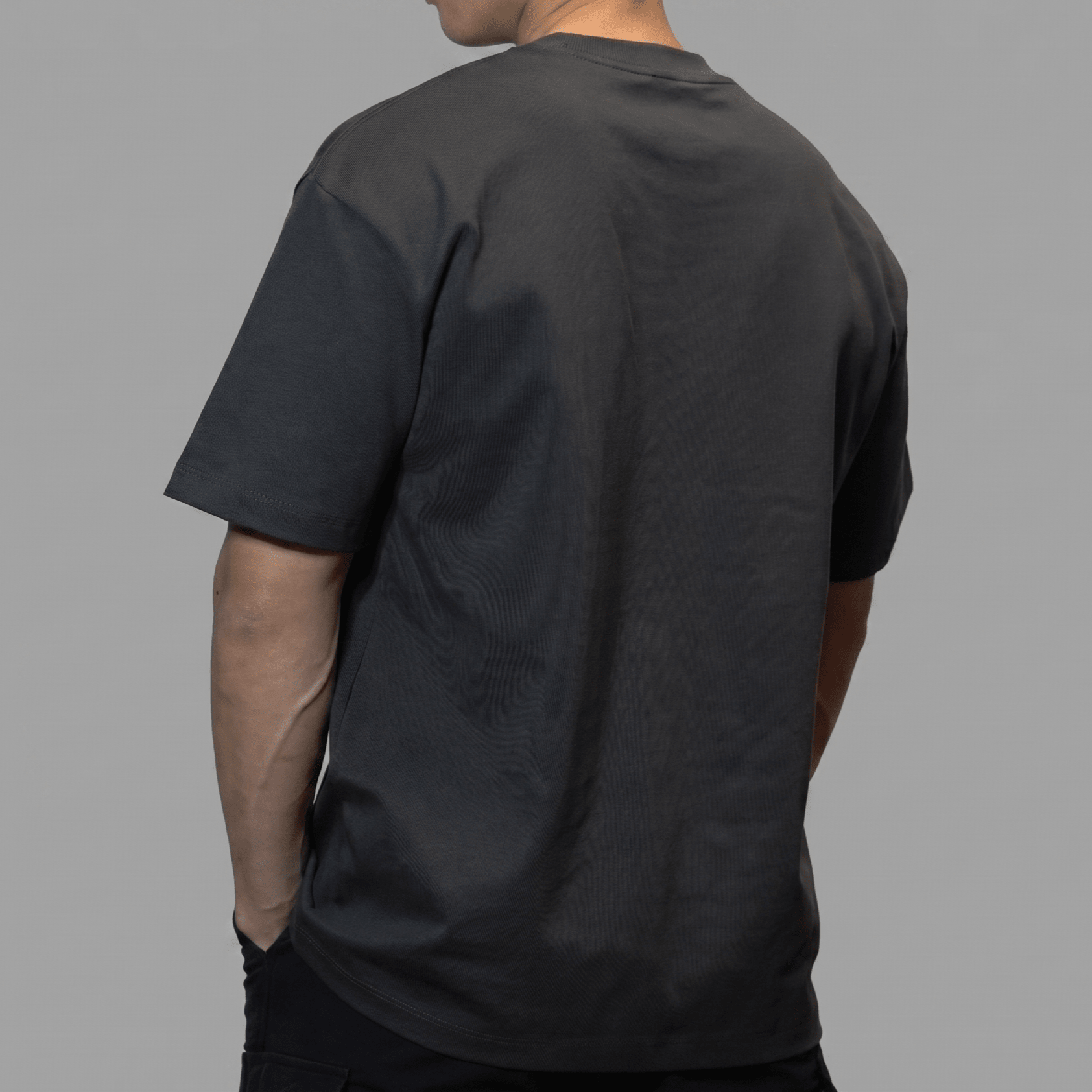 The BaseTee – Heavyweight 425GSM Cotton - Grey - Back Angle
