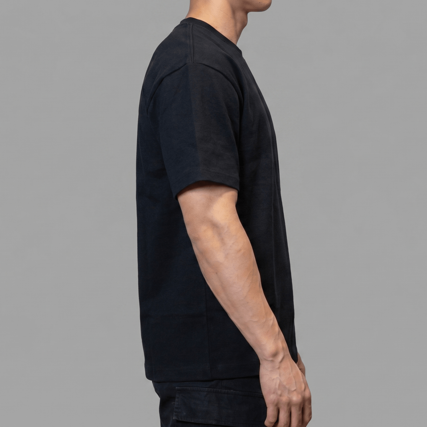 The BaseTee – Heavyweight 425GSM Cotton - Black - Side