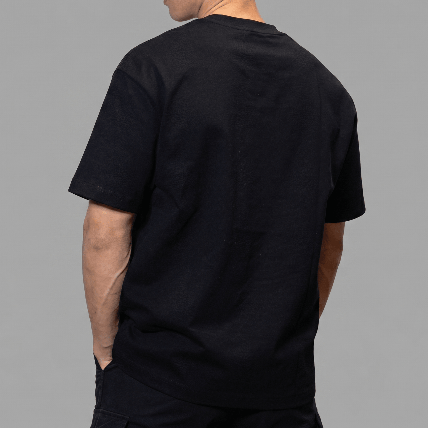The BaseTee – Heavyweight 425GSM Cotton - Black - Back Angle