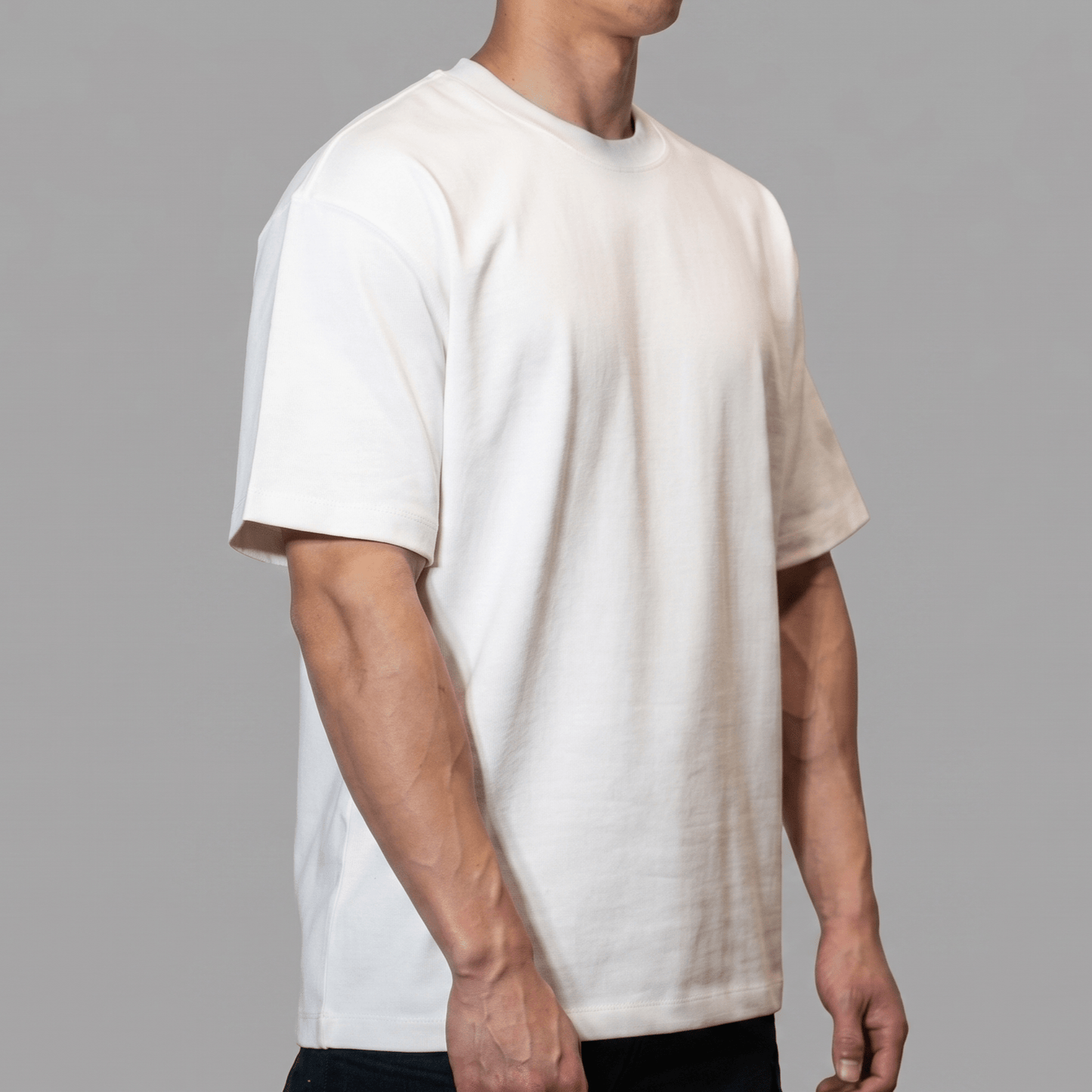 The BaseTee – Heavyweight 425GSM Cotton - White - Front Angle