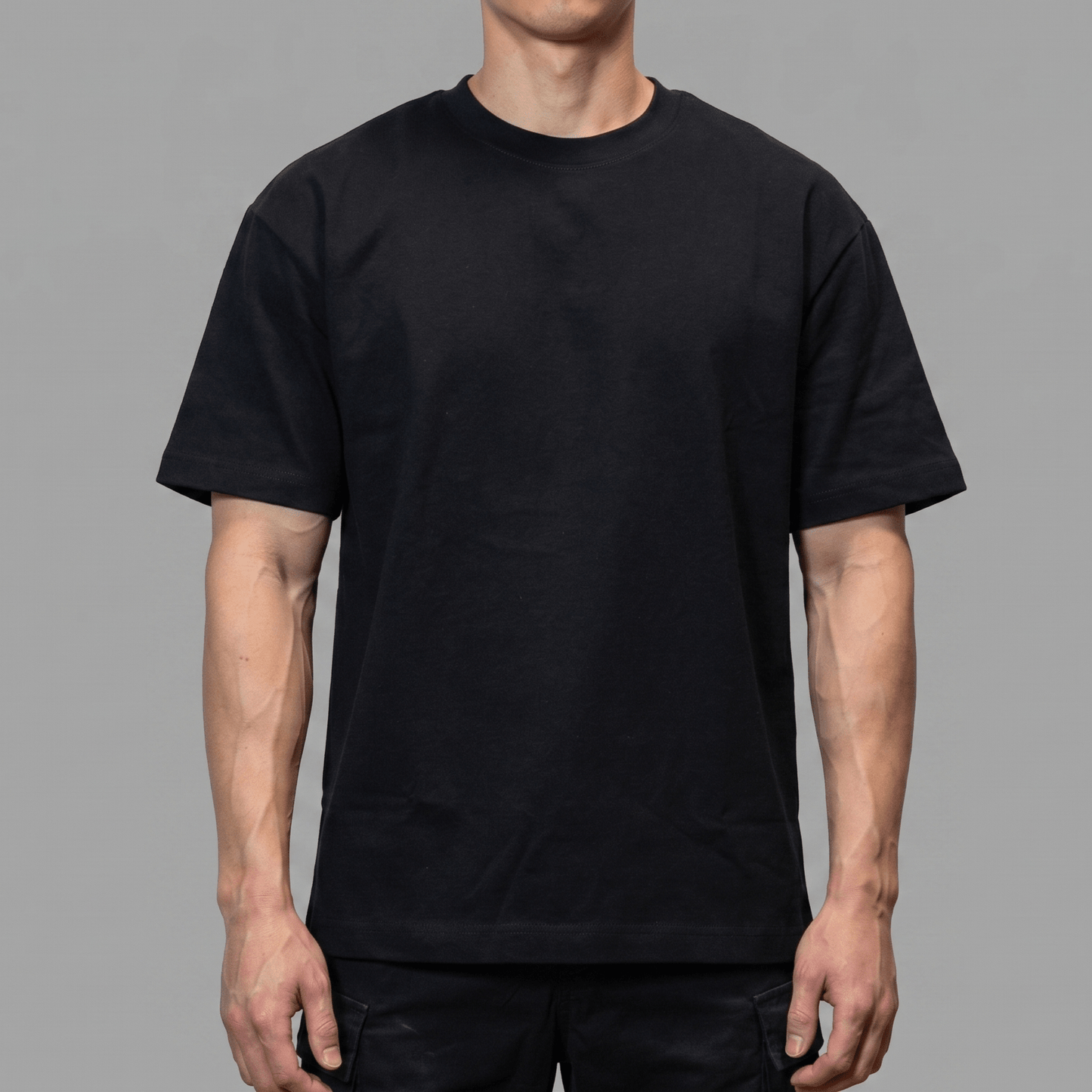 The BaseTee – Heavyweight 425GSM Cotton - Black - Front On