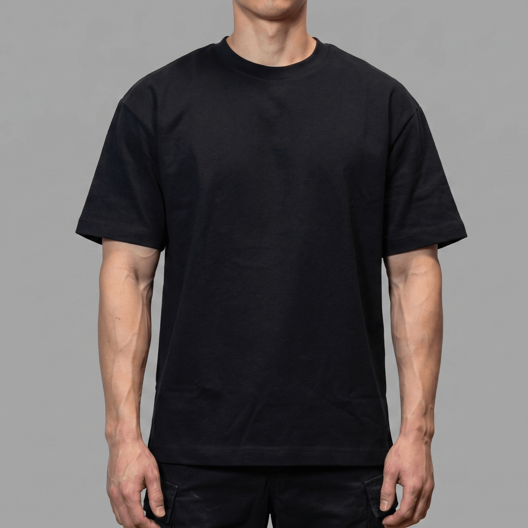 The BaseTee – Heavyweight 425GSM Cotton - Black - Front On